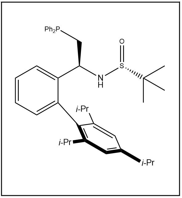 S(R)]-N-[(1S)-1-(2',4',6'-三异丙基)-(1,1'-联苯)-2-(二苯基膦)乙基]-2-叔丁基亚磺酰胺,S(R)]-N-[(1S)-1-(2',4',6'-Triisopropyl)-(1,1'-biphenyl)-2-yl-2-(diphenylphosphino)ethyl]-2-methyl-2-propanesulfinamide