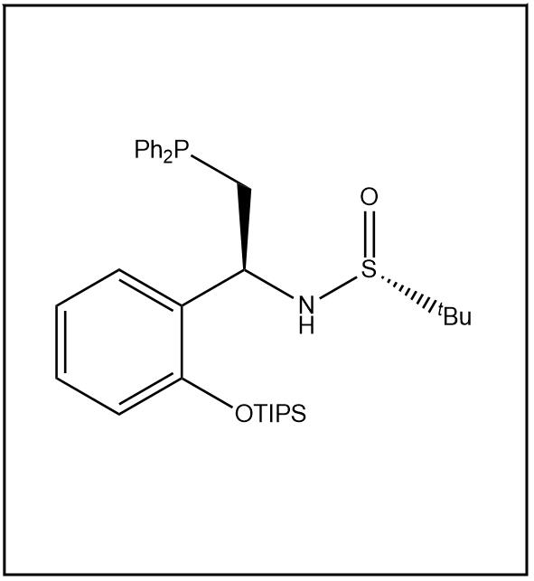 S(R)]-N-[(1R)-1-[2-((三异丙基硅氧)苯基)]-2-(二苯基膦)乙基]-2-叔丁基亚磺酰胺,S(R)]-N-[(S)-2-(diphenylphosphanyl)-1-(2-((triisopropylsilyl)oxy)phenyl)ethyl]-2-methylpropane-2-sulfinamide