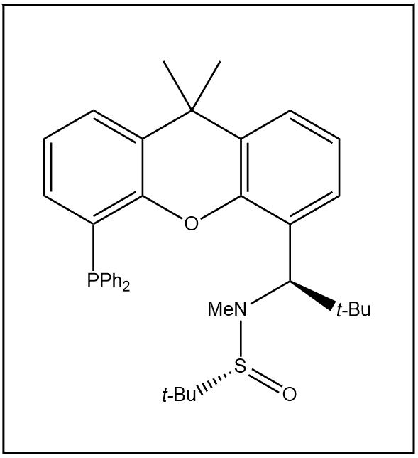 S(R)]-N-[(R)-[2-(1-叔丁基甲基)][5-(二苯基膦)-9,9-二甲基-9H-氧杂蒽]甲基]-N-甲基-2-叔丁基亚磺酰胺,S(R)]-N-[(R)-(2-(1-tert-Butylmethyl)][5-(diphenylphosphino)-9,9-dimethyl-9H-xanthen-4-yl]methyl]-N,2-dimethyl-2-propanesulfinamide