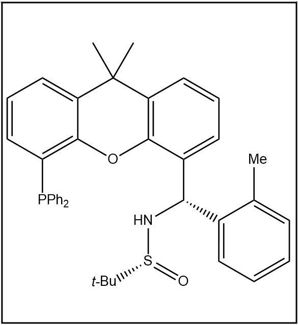 S(R)]-N-[(S)-(2-苯甲基)[5-(二苯基膦)-9,9-二甲基-9H-氧杂蒽]甲基]-2-叔丁基亚磺酰胺,S(R)]-N-[(S)-(2-methylphenyl)[5-(diphenylphosphino)-9,9-dimethyl-9H-xanthen-4-yl]methyl]-2-methyl-2-propanesulfinamide