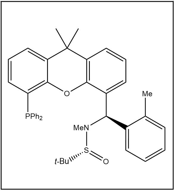 S(R)]-N-[(R)-(2-苯甲基)[5-(二苯基膦)-9,9-二甲基-9H-氧杂蒽]甲基]-N-甲基-2-叔丁基亚磺酰胺,S(R)]-N-[(R)-(2-methylphenyl)[5-(diphenylphosphino)-9,9-dimethyl-9H-xanthen-4-yl]methyl]-N,2-dimethyl-2-propanesulfinamide