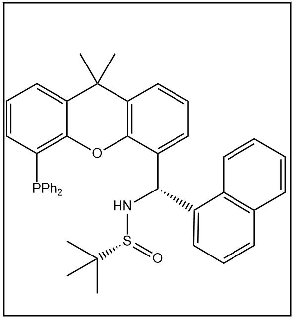 S(R)]-N-[(S)-(1-萘基)[5-(二苯基膦)-9,9-二甲基-9H-氧杂蒽]甲基]-2-叔丁基亚磺酰胺,S(R)]-N-[(S)-(1-naphthalenyl)[5-(diphenylphosphino)-9,9-dimethyl-9H-xanthen-4-yl]methyl]-2-methyl-2-propanesulfinamide