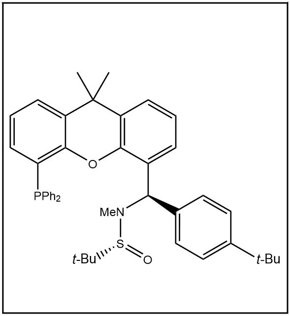 S(R)]-N-[(R)-(4-叔丁基苯基)[5-(二苯基膦)-9,9-二甲基-9H-氧雜蒽]甲基]-N-甲基-2-叔丁基亞磺酰胺,S(R)]-N-[(R)-[4-(1,1-Dimethylethyl)phenyl][5-(diphenylphosphino)-9,9-dimethyl-9H-xanthen-4-yl]methyl]-N,2-dimethyl-2-propanesulfinamide