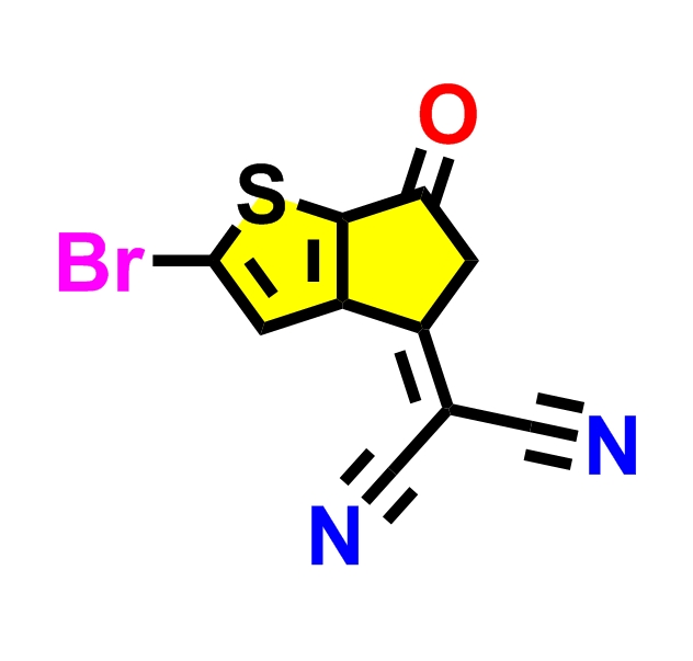2-(2-bromo-4-oxo-4,5-dihydro-6H-cyclopenta[b]thiophen-6-ylidene)malononitrile,Propanedinitrile, 2-(2-bromo-4,5-dihydro-4-oxo-6H-cyclopenta[b]thien-6-ylidene)-