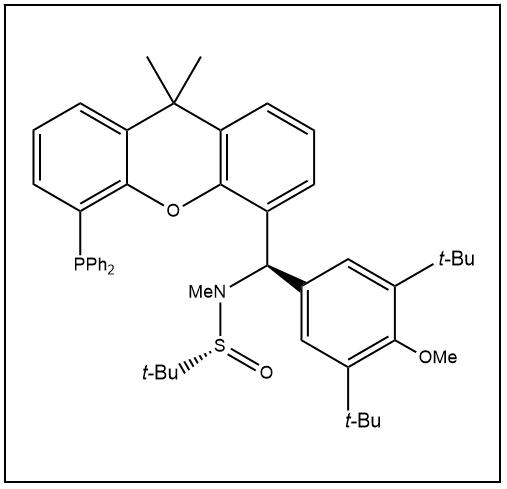 S(R)]-N-[(R)-[3,5-二叔丁基-4-甲氧基苯基][5-(二苯基膦)-9,9-二甲基-9H-氧雜蒽]甲基]-N-甲基-2-叔丁基亞磺酰胺,S(R)]-N-[(R)-[3,5-Di-tert-butyl-4-methoxyphenyl][5-(diphenylphosphino)-9,9-dimethyl-9H-xanthen-4-yl]methyl]-N,2-dimethyl-2-propanesulfinamide