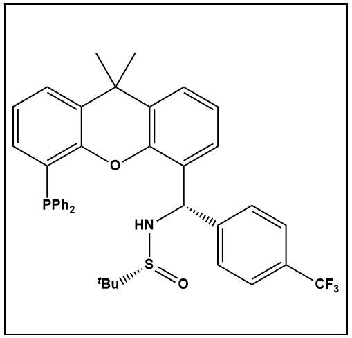 (R)-N-((S)-(5-(二苯基膦基)-9,9-二甲基-9H-氧雜蒽-4-基)(4-(三氟甲基)苯基)甲基)-2-甲基丙烷-2-亞磺酰胺,(R)-N-((S)-(5-(diphenylphosphanyl)-9,9-dimethyl-9H-xanthen-4-yl)(4-(trifluoromethyl)phenyl)methyl)-2-methylpropane-2-sulfinamide