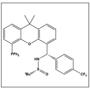 (R)-N-((S)-(5-(二苯基膦基)-9,9-二甲基-9H-氧雜蒽-4-基)(4-(三氟甲基)苯基)甲基)-2-甲基丙烷-2-亞磺酰胺,(R)-N-((S)-(5-(diphenylphosphanyl)-9,9-dimethyl-9H-xanthen-4-yl)(4-(trifluoromethyl)phenyl)methyl)-2-methylpropane-2-sulfinamide