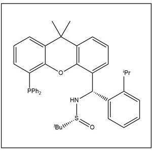 S(R)]-N-[(R)-(2-异丙基苯基)[5-(二苯基膦)-9,9-二甲基-9H-氧杂蒽]甲基]-2-叔丁基亚磺酰胺,S(R)]-N-[(S)-(5-(diphenylphosphanyl)-9,9-dimethyl-9H-xanthen-4-yl)(2-isopropylphenyl)methyl]-2-methylpropane-2-sulfinamide