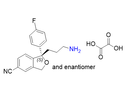 艾司西酞普兰杂质15,(RS)-1-(3-aminopropyl)-1-(4-fluorophenyl)-1,3-dihydroisobenzofuran-5-carbonitrile oxalate