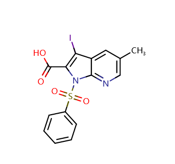 3-碘-5-甲基-1-(苯磺酰基)-1H-吡咯并[2,3-b]吡啶-2-羧酸,3-Iodo-5-methyl-1-(phenylsulfonyl)-1H-pyrrolo[2,3-b]pyridine-2-carboxylic acid