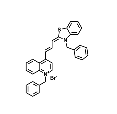 1-苄基-4-[(E,3E)-3-(3-苄基-1,3-苯并噻唑-2-亚基)丙-1-烯基]喹啉-1-鎓溴化物,1-Benzyl-4-[(1E,3E)-3-(3-benzyl-1,3-benzothiazol-2(3H)-ylidene)-1-p ropen-1-yl]quinolinium bromide