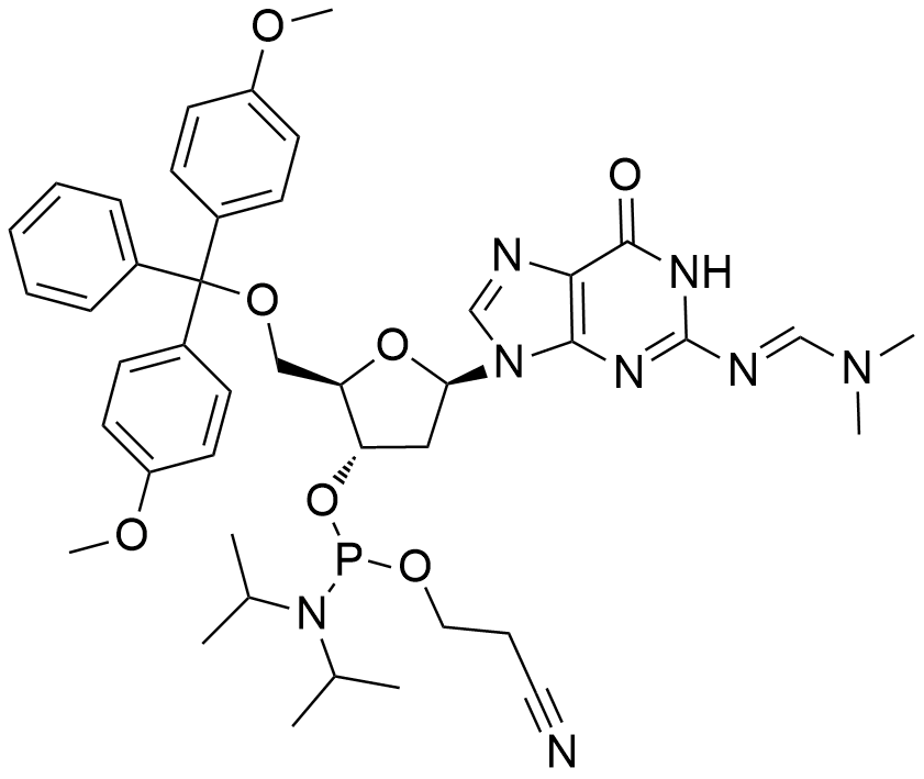 N2-二甲基甲脒-5'-O-DMT-脱氧鸟苷-3'-氰乙氧基亚磷酰胺,5'-O-DMT-2'-dG(DMF) Phosphor amidite