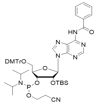 N6-苯甲酰基-5'-O-DMT-2'-O-TBDMS-腺苷-3'-氰乙氧基亚磷酰胺,DMT-2'-O-TBDMS-A(Bz)-CE-Phosphoramidite