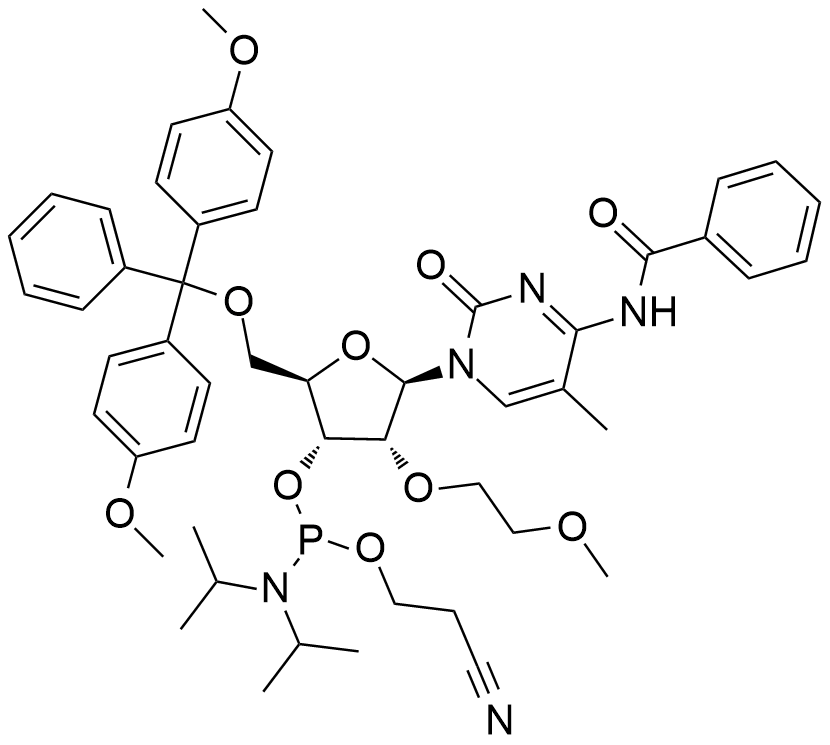 N-苯甲酰基-5'-O-[二(4-甲氧基苯基)苯基甲基]-2'-O-(2-甲氧基乙基)-5-甲基胞苷 3'-[2-氰基乙基 N,N-二异丙基氨基亚磷酸酯],5'-O-DMT-2’-MOE-N6-Bz-5-Methycytidine Phosphor amidite