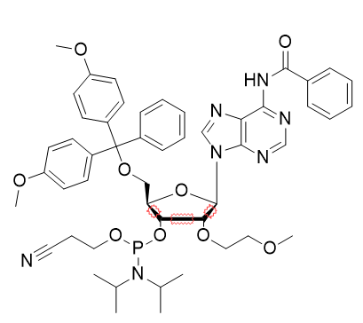 N-苯甲酰基-5'-O-[二(4-甲氧基苯基)苯基甲基]-2'-O-(2-甲氧基乙基)-腺苷3'-[2-氰基乙基 N,N-二异丙基氨基亚磷酸酯],5'-O-DMT-2'-O-MOE-A(Bz)-CE Phosphoramidite