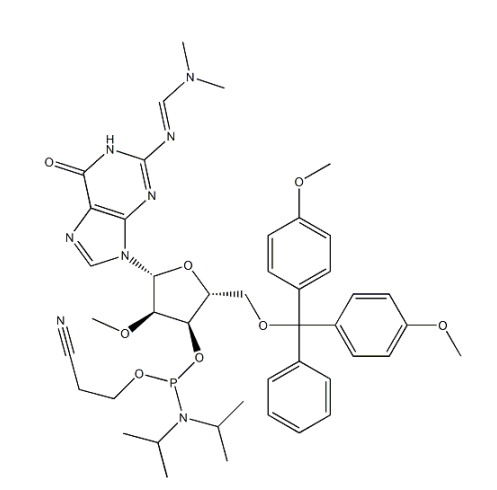 N2-二甲基甲脒-5'-O-DMT-2'-甲氧基鸟苷-3'-氰乙氧基亚磷酰胺,5'-O-DMT-2'-OMe-dmf-G-CE-Phosphoramidite