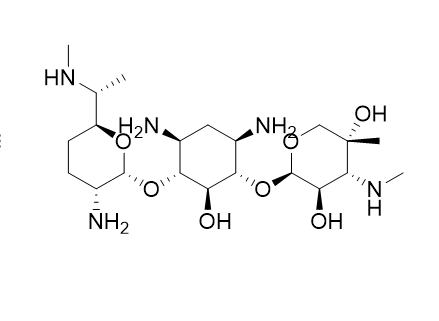 庆大霉素C1五乙酸酯盐,(2R,3R,4R,5R)-2-[(1S,2S,3R,4S,6R)-4,6-diamino-3-[(2R,3R,6S)-3-amino-6-[(1R)-1-methylaminoethyl]oxan-2-yl]oxy-2-hydroxy-cyclohexyl]oxy-5-methyl-4-methylamino-oxane-3,5-diol