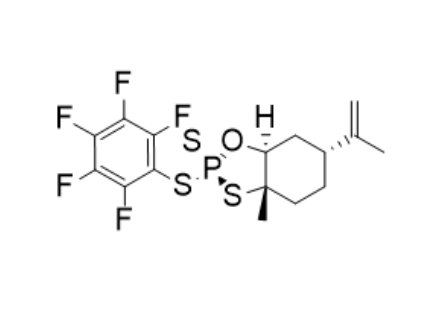 (2S,3aS,6R,7aS)-3a-甲基-2-((全氟苯基)硫代)-6-(丙-1-烯-2-基)六氢苯并[d][1,3,2]草硫磷2-硫化物,1,3,2-Benzoxathiaphosphole, hexahydro-3a-methyl-6-(1-methylethenyl)-2-[(2,3,4,5,6-pentafluorophenyl)thio]-, 2-sulfide, (2S,3aS,6R,7aS)-