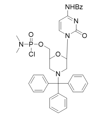 PMO-C,(6-(4-benzamido-2-oxopyrimidin-1(2H)-yl)-4-tritylmorpholin-2-yl)methyl dimethylphosphoramidochloridate