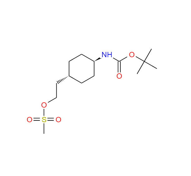 反式-2-[4-[(N-叔丁氧基羰基)氨基]環(huán)己基]乙基甲磺酸鹽,CarbaMic acid, N-[trans-4-[2-[(Methylsulfonyl)oxy]ethyl]cyclohexyl]-, 1,1-diMethylethyl ester