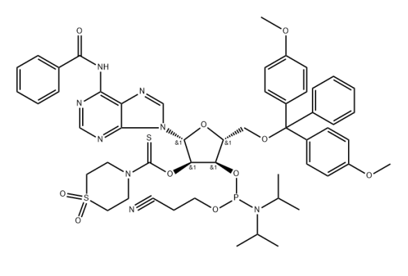 DMT-2'O-TC-rA(bz) Phosphoramidite configured for ABI,N6-Benzoyl-O5′-(4,4′-dimethoxytrityl)-O2′-(1,1-dioxothiomorpholine-4-thiocarbonyl)adenosine O3′-(O-(2-cyanoethyl)-N,N-diisopropylphosphoramidite)