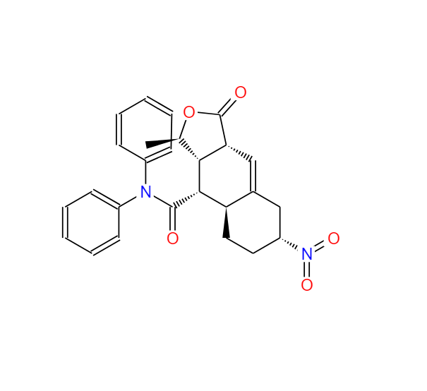 VORAPAXAR INTERMEDIATE-沃拉帕沙中間體,(3R,3aS,4S,4aS,7R,9aR)-3-Methyl-7-nitro-1-oxo-N,N-diphenyl-1,3,3a,4,4a,5,6,7,8,9a-decahydronaphtho[2,3-c]furan-4-carboxamide