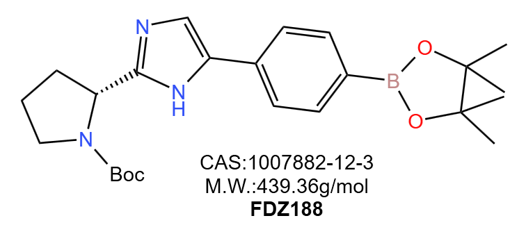 (S)-2-(5-(4-(4,4,5,5-四甲基-1,3,2-二氧杂硼杂环戊烷-2-基)苯基)-1H-咪唑-2-基)吡咯烷基丁酯-1-羧酸叔丁酯,(S)-tert-Butyl 2-(5-(4-(4,4,5,5-tetramethyl-1,3,2-dioxaborolan-2-yl)phenyl)-1H-imidazol-2-yl)pyrrolidine-1-carboxylate