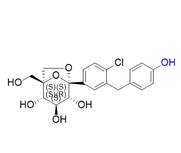 埃格列净杂质03,(1S,2S,3S,4R,5S)-5-(4-chloro-3-(4-hydroxybenzyl)phenyl)-1-(hydroxymethyl)-6,8-dioxabicyclo[3.2.1]octane-2,3,4-triol