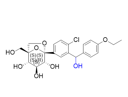 埃格列净杂质06,(1S,2S,3S,4R,5S)-5-(4-chloro-3-((4-ethoxyphenyl)(hydroxy)methyl)phenyl)-1-(hydroxymethyl)-6,8-dioxabicyclo[3.2.1]octane-2,3,4-triol