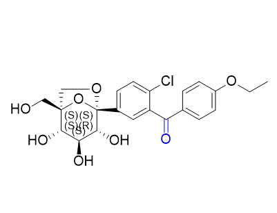 埃格列凈雜質(zhì)07,(2-chloro-5-((1S,2S,3S,4R,5S)-2,3,4-trihydroxy-1-(hydroxymethyl)-6,8-dioxabicyclo[3.2.1]octan-5-yl)phenyl)(4-ethoxyphenyl)methanone