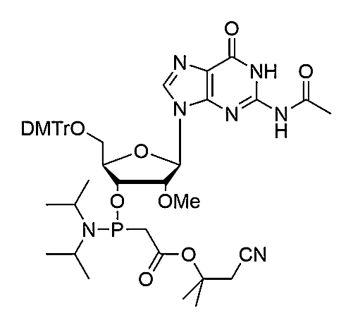 5'-O-DMTr-2'-O-Me-G(Ac) PACE,3'-O-(Diisopropylamino)phosphinoacetic acid α,α-dimethyl-β-cyanoethyl methyl ester N2-acetyl-5'-O-(4,4'-dimethoxytrityl)-2'-O-methylguanosine