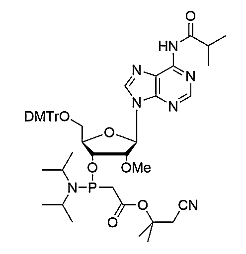 5'-O-DMTr-2'-O-Me-A(iBu) PACE,3'-O-(Diisopropylamino)phosphinoacetic acid α,α-dimethyl-β-cyanoethyl methyl ester N6-isobutyryl-5'-O-(4,4'-dimethoxytrityl)-2'-O-methyladenosine