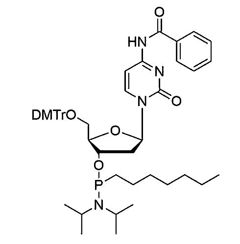 5'-O-DMTr-2'-dC(Bz)-3'-O-[(N, N-diisopropyl)-P-heptyl]phosphonamidite,N4-benzoyl-5'-O-(4, 4'-dimethoxytrityl)-2'-deoxy-cytosine-3'-[(N, N-diisopropyl)-P-heptyl]-Phosphonamidite