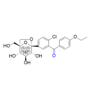 埃格列净杂质07,(2-chloro-5-((1S,2S,3S,4R,5S)-2,3,4-trihydroxy-1-(hydroxymethyl)-6,8-dioxabicyclo[3.2.1]octan-5-yl)phenyl)(4-ethoxyphenyl)methanone