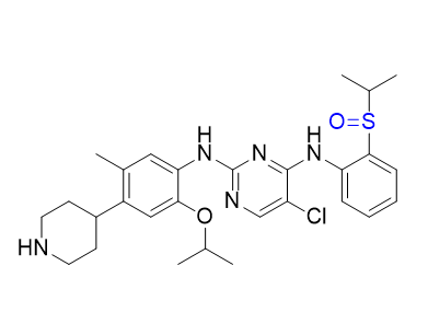 色瑞替尼雜質(zhì)03,5-chloro-N2-(2-isopropoxy-5-methyl-4-(piperidin-4-yl)phenyl)-N4-(2-(isopropylsulfinyl)phenyl)pyrimidine-2,4-diamine