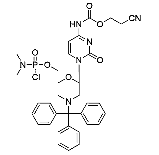 Morpholino C(Ceoc) subunit,2-cyanoethyl (1-(6-(((chloro(dimethylamino)phosphoryl)oxy)methyl)-4-tritylmorpholin-2-yl)-2-oxo-1, 2-dihydropyrimidin-4-yl)carbamate