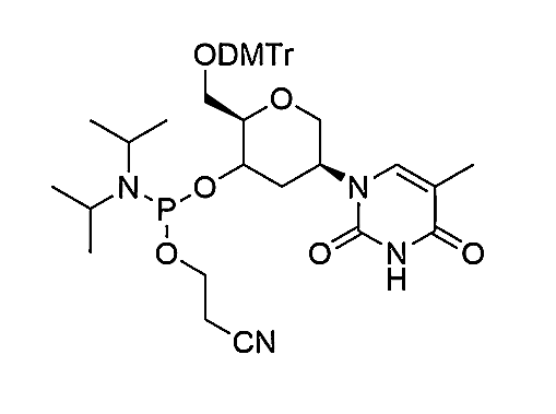 HNA-T Phosphoramidite,1,5-Anhydro-2,3-dideoxy-6-O-(4,4'-dimethoxytrityl)-2-(thymidin-1-yl)-D-arabino-hexitol-4-[(2-cyanoethyl)-(N,N-diisopropropyl)]-Phosphoramidite