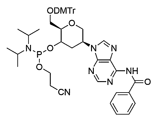 HNA-A(Bz) Phosphoramidite,1,5-Anhydro-2,3-dideoxy-6-O-(4,4'-dimethoxytrityl)-2-(N6-benzoyladenosin-1-yl)-D-arabino-hexitol-4-[(2-cyanoethyl)-(N,N-diisopropropyl)]-Phosphoramidite