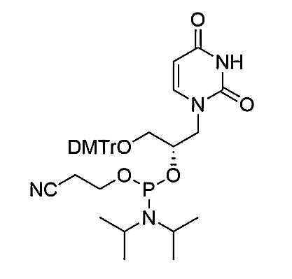 DMT-U-(S)-GNA Phosphoramidite,(S)-1-(bis(4-methoxyphenyl)(phenyl)methoxy)-3-(2, 4-dioxo-3, 4-dihydropyrimidin-1(2H)-yl)propan-2-yl(2-cyanoethyl)diisopropylphosphoramidite