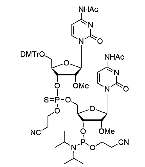 [5'-O-DMTr-2'-OMe-C(Ac)](P-thio-pCyEt)[2'-O-Me-C(Ac)-3'-CE-Phosphoramidite],[5'-O-DMTr-2'-OMe-C(Ac)](P-thio-pCyEt)[2'-O-Me-C(Ac)-3'-CE-Phosphoramidite]