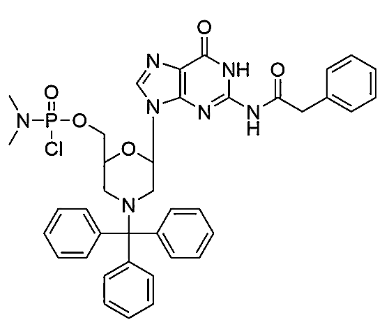 Morpholino G(PhAc) subunit,6-(6-oxo-2-(2-phenylacetamido)-1H-purin-9(6H)-yl)-4-tritylmorpholin-2-yl)methyl dimethylphosphoramidochloridate