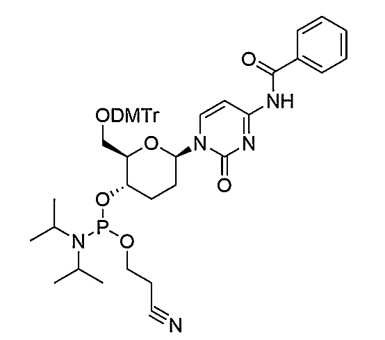 Beta-D-homoDNA-C(Bz) Phosphoramidite,(S)-2-(2-(4-benzamido-2-oxopyrimidin-1(2H)-yl)acetamido)-3-(bis(4-methoxyphenyl)(phenyl)methoxy)propyl (2-cyanoethyl) diisopropylphosphoramidite