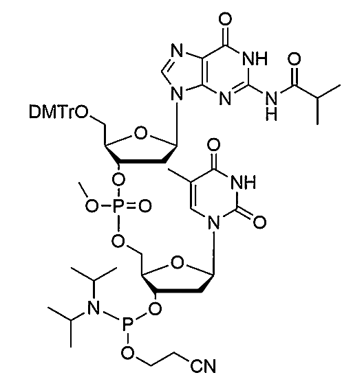 [5'-O-DMTr-2'-dG(iBu)](pMe)[5-Me-2'-dU-3'-CE-Phosphoramidite],[5'-O-DMTr-2'-dG(iBu)](pMe)[5-Me-2'-dU-3'-CE-Phosphoramidite]