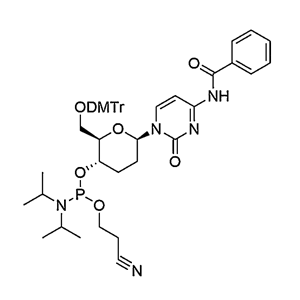 Beta-D-homoDNA-C(Bz) Phosphoramidite,(S)-2-(2-(4-benzamido-2-oxopyrimidin-1(2H)-yl)acetamido)-3-(bis(4-methoxyphenyl)(phenyl)methoxy)propyl (2-cyanoethyl) diisopropylphosphoramidite