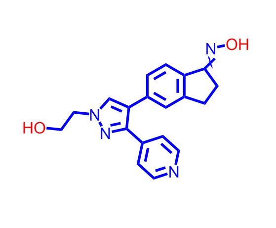 2,3-二氢-5-[1-(2-羟基乙基)-3-(4-吡啶基)-1H-吡唑-4-基]-1H-茚-1-酮肟,2,3-Dihydro-5-[1-(2-hydroxyethyl)-3-(4-pyridinyl)-1H-pyrazol-4-yl]-1H-inden-1-one oxime