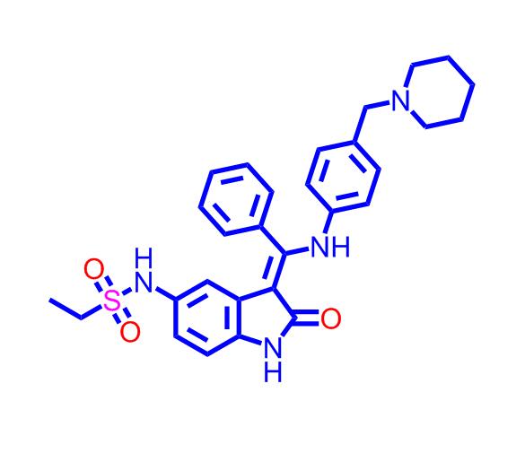 N-[(3Z)-2-氧代-3-[苯基-[4-(哌啶-1-甲基)苯胺]亚甲基]-1H-吲哚-5-基]乙烷磺酰胺,Hesperadin