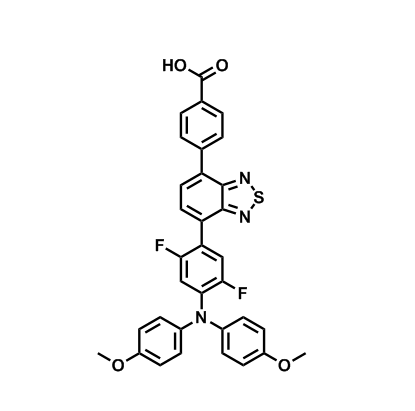 4-(7-(4-(bis(4-methoxyphenyl)amino)-2,5-difluorophenyl)benzo[c][1,2,5]thiadiazol-4-yl)benzoic acid,4-(7-(4-(bis(4-methoxyphenyl)amino)-2,5-difluorophenyl)benzo[c][1,2,5]thiadiazol-4-yl)benzoic acid