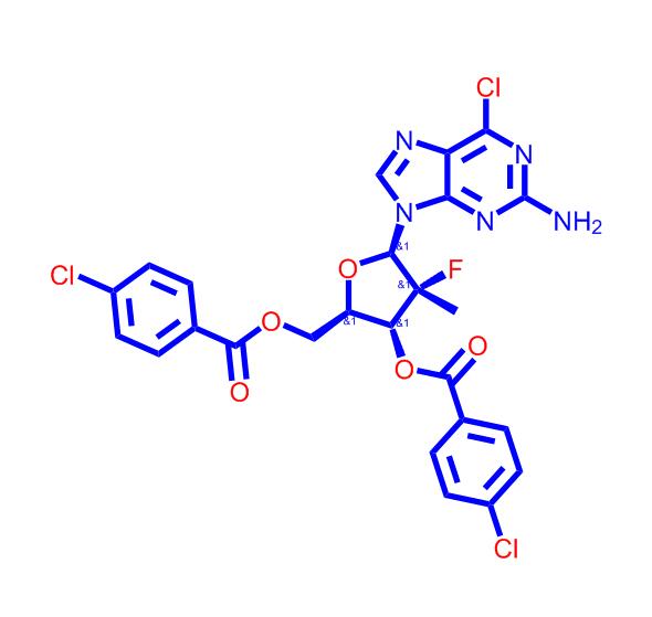 (2R,3R,4R,5R)-5-(2-氨基-6-氯-9H-嘌呤-9-基)-2-[(4-氯苯甲酰氧基)甲基]-4-氟-4-甲基氧杂环戊烷-3-基-4-氯苯甲酸酯,(2R,3R,4R,5R)-5-(2-Amino-6-chloro-9H-purin-9-yl)-2-[(4-chlorobenzoyloxy)methyl]-4-fluoro-4-methyloxolan-3-yl4-chlorobenzoate