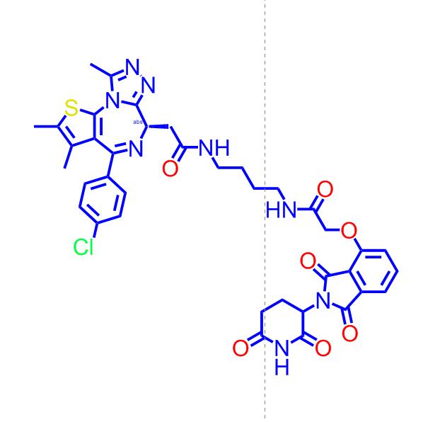 2-((S)-4-(4-氯苯基)-2,3,9-三甲基-6H-噻吩并[3,2-f][1,2,4]三唑并[4,3-a][1,4]二氮杂卓-6-基)-N-(4-(2-((2-(2,6-二氧代哌啶-3-基)-1,3-二氧代异吲哚啉-4-基)氧基)乙酰氨基)丁基)乙酰胺,2-((S)-4-(4-Chlorophenyl)-2,3,9-trimethyl-6H-thieno[3,2-f][1,2,4]triazolo[4,3-a][1,4]diazepin-6-yl)-N-(4-(2-((2-(2,6-dioxopiperidin-3-yl)-1,3-dioxoisoindolin-4-yl)oxy)acetamido)butyl)acetamide