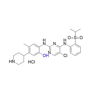 色瑞替尼杂质08,2-((5-chloro-4-((2-(isopropylsulfonyl)phenyl)amino)pyrimidin-2-yl)amino)-4-methyl-5-(piperidin-4-yl)phenol hydrochloride